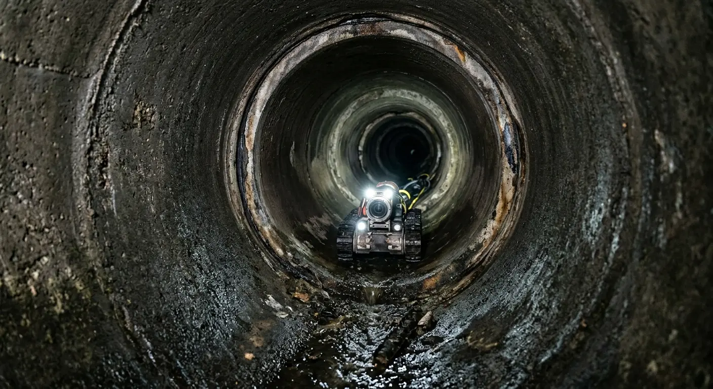 Robotic sewer camera inspecting pipe interior for Sewer Line Repair in Hamilton